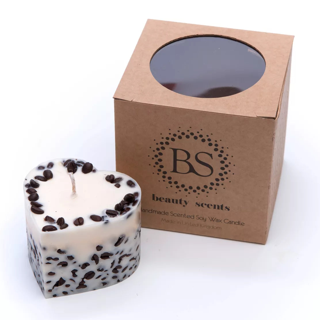 Heart Scented Soy Wax Candle With Coffee Beans